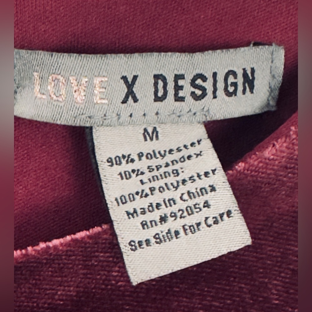 Love X Design Elegant Velvet Burgundy Side Ruched Midi Long Sleeve Dress M - Picture 5 of 6
